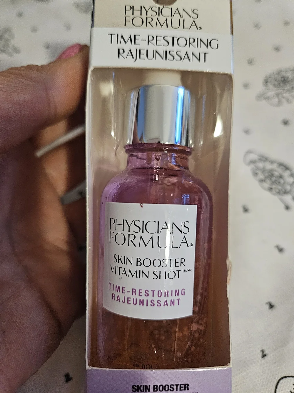 Physicians Formula Time-Restoring Skin Booster Serum Pink and Silver Bottle